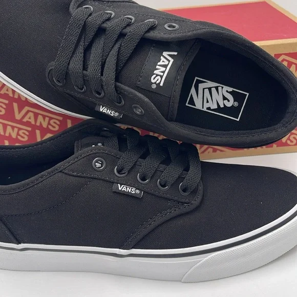 Vans Men’s Canvas Sneakers Classic Low-Top Design Atwood (Canvas) Black/White - Picture 15 of 16